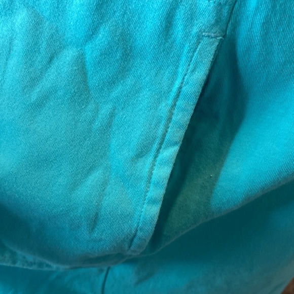 Lands End Jersey Style Chic Aqua Blue Sleeveless Dress with White Embroidery M - Picture 7 of 8